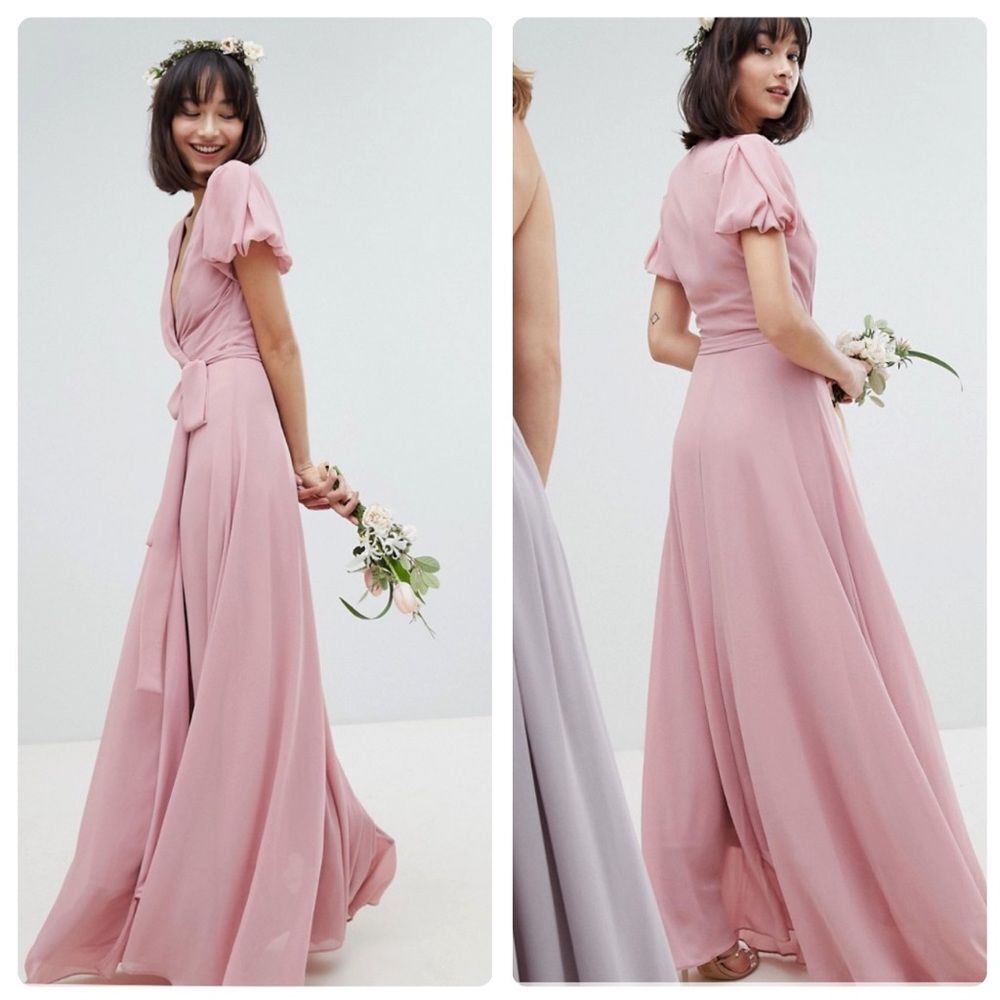 TFNC Dusty Rose Maxi Wrap Dress - Picture 2 of 11